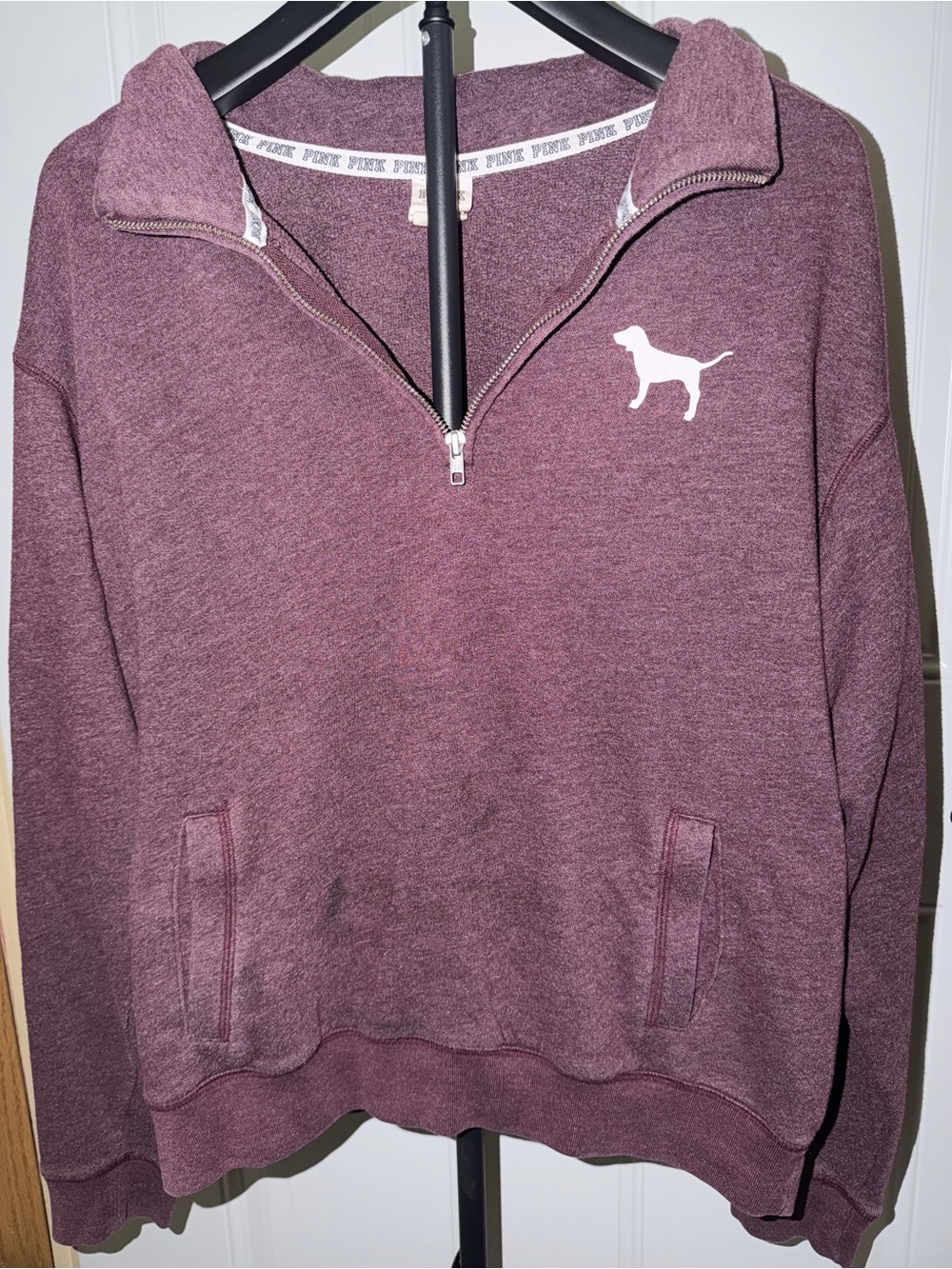 PINK Victoria’s Secret Quarter Zip Pullover Sweatshirt Purple Large